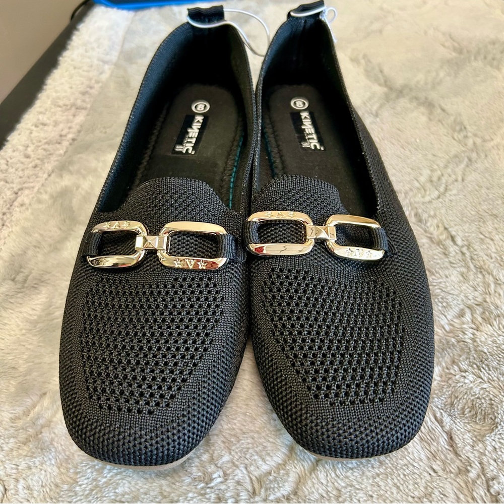 Black Women's Loafers Sz 8 Mesh Kinetic Energy NWOT